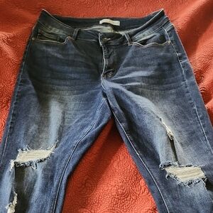 Kancan Dark Blue Ripped Skinny Jeans